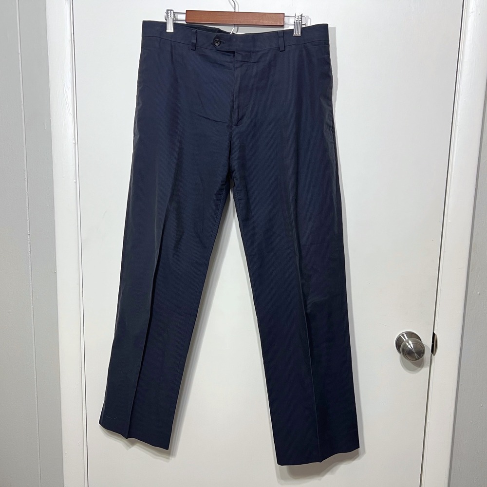 Banana Republic Mens Dress Pants Size 35x32 Pinstripe Navy Flat Front